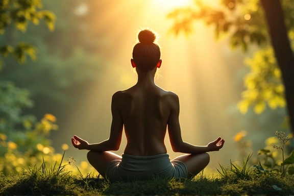 Persona che medita in un ambiente tranquillo, simbolo di equilibrio mentale